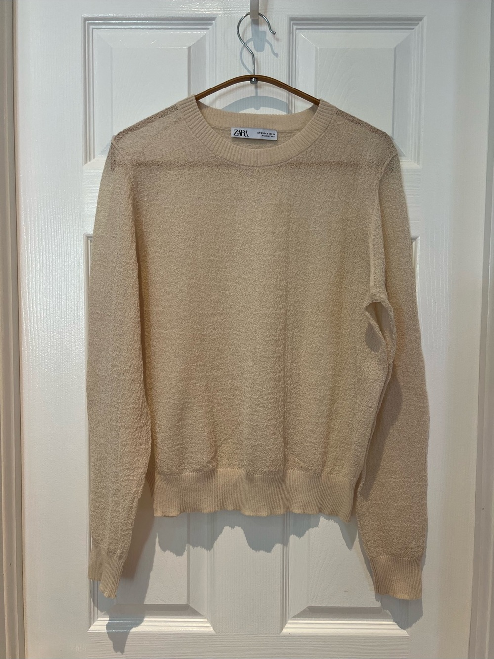 Zara Soft Cream Knit Crewneck Sweater